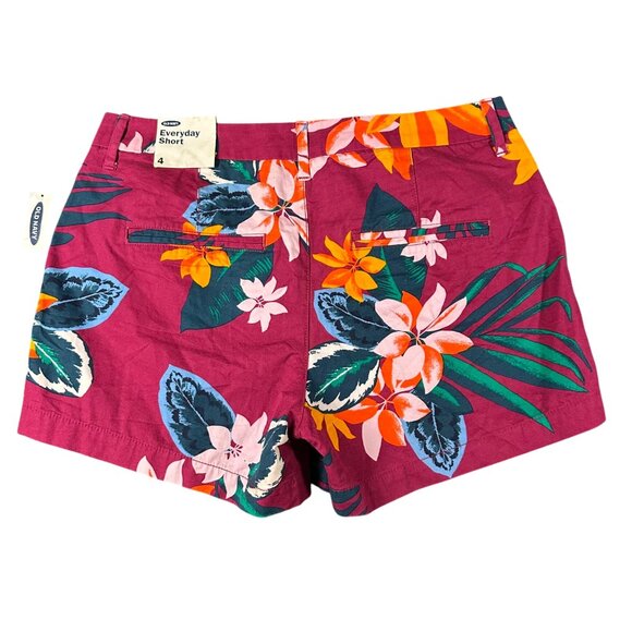 Old Navy Womens 4 Raspberry Floral Everyday Short 3.5" Inseam Flat Front NWT - Picture 8 of 8